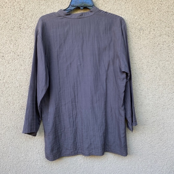 Eileen fisher blouse top silk cotton blend size medium popover gray - Picture 3 of 3